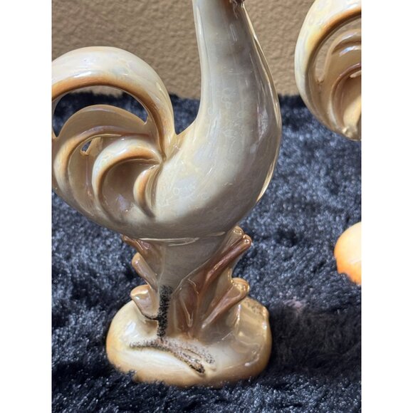 Vintage Norcrest Mid-Century Modern Ceramic Rooster Figurines - Pair Of 2 - Picture 8 of 12